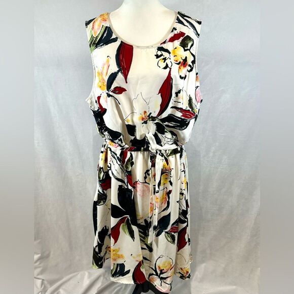 Signature Collection white artistic floral print dress size 2X - Picture 1 of 5
